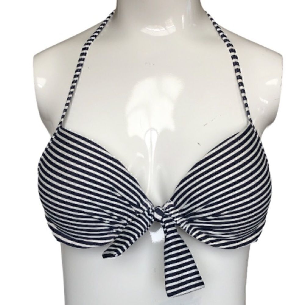 Aerie dark blue/white striped pushup bikini 34B